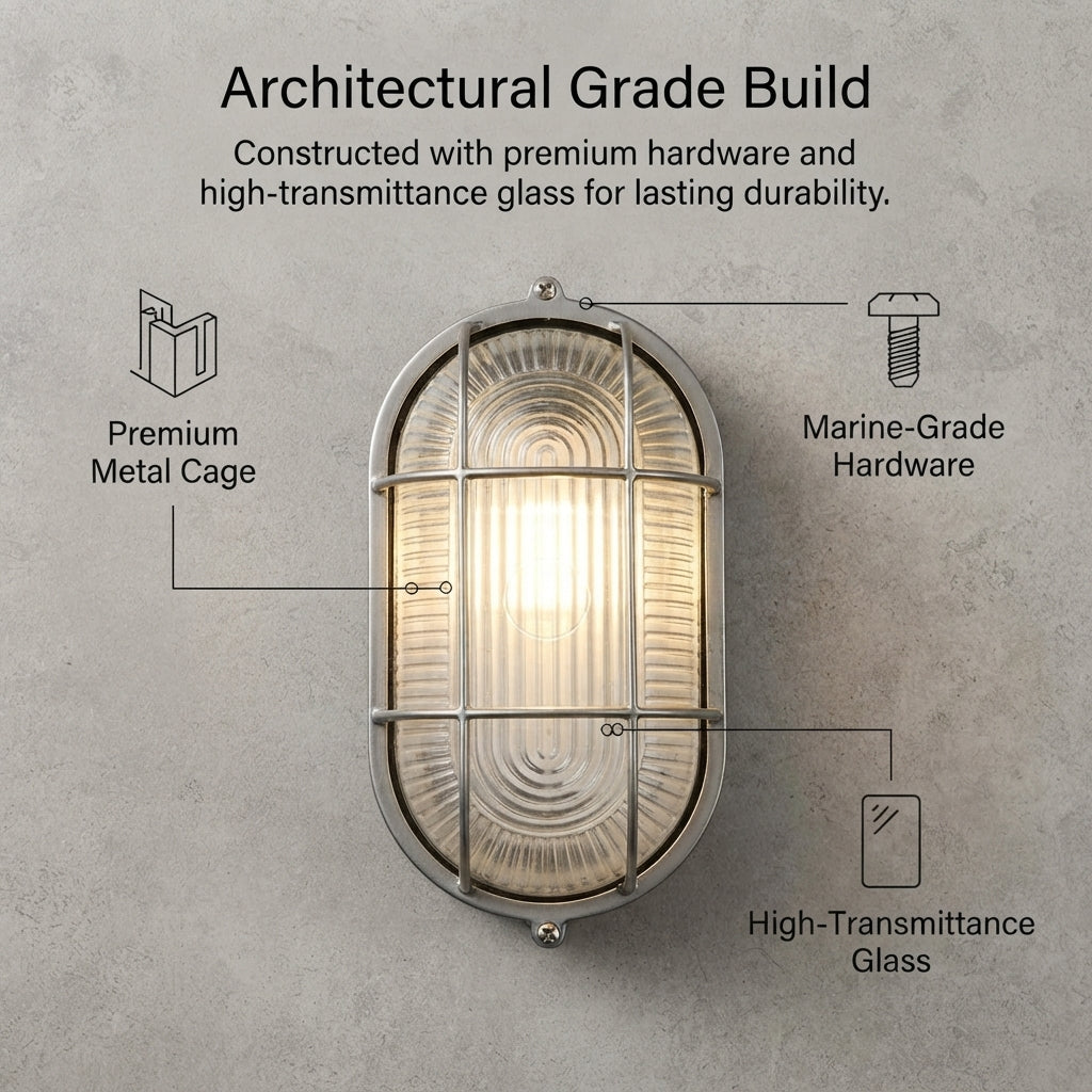 Airow Marine Oval LED Bulkhead Light - Matte Nickel, Anti-Glare