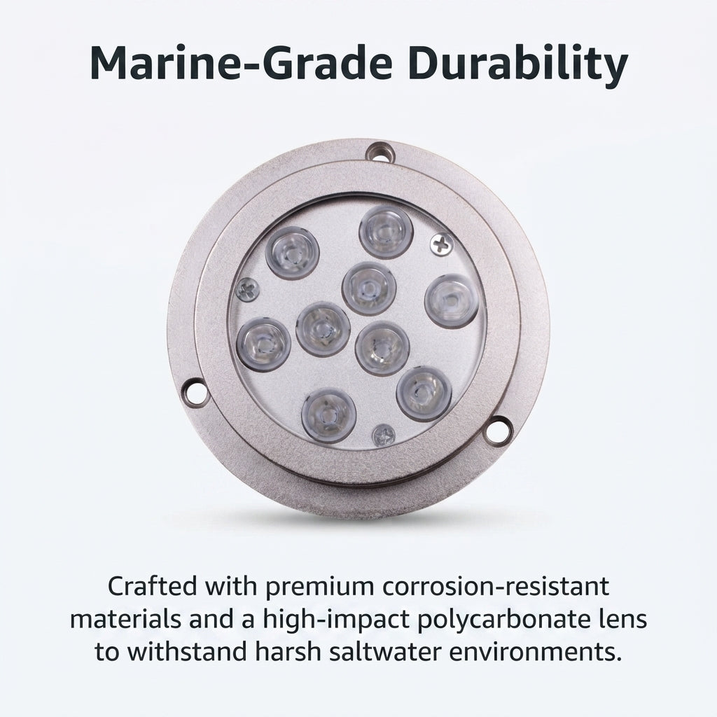 316 Stainless Steel Underwater LED Boat Light - RGB Color-Changing 12-24VDC (98mm)
