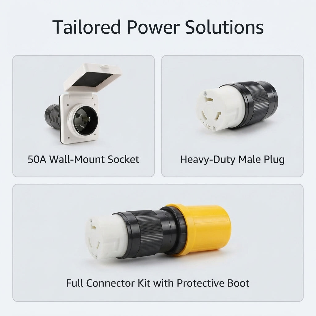 50A Marine Shore Power Inlet & Locking Connector Kit - Universal 4-Wire
