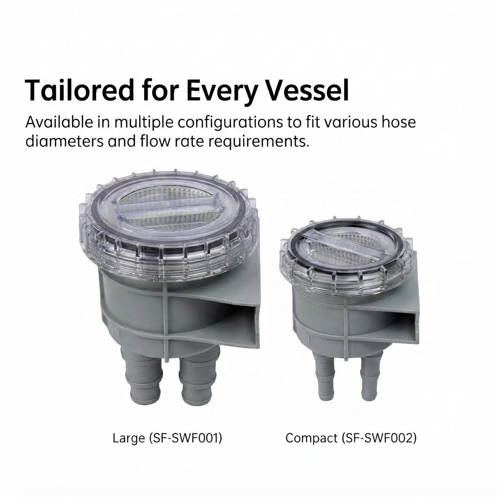Airow Marine Seawater Strainer Filter - High-Flow Polymer, Universal Fit