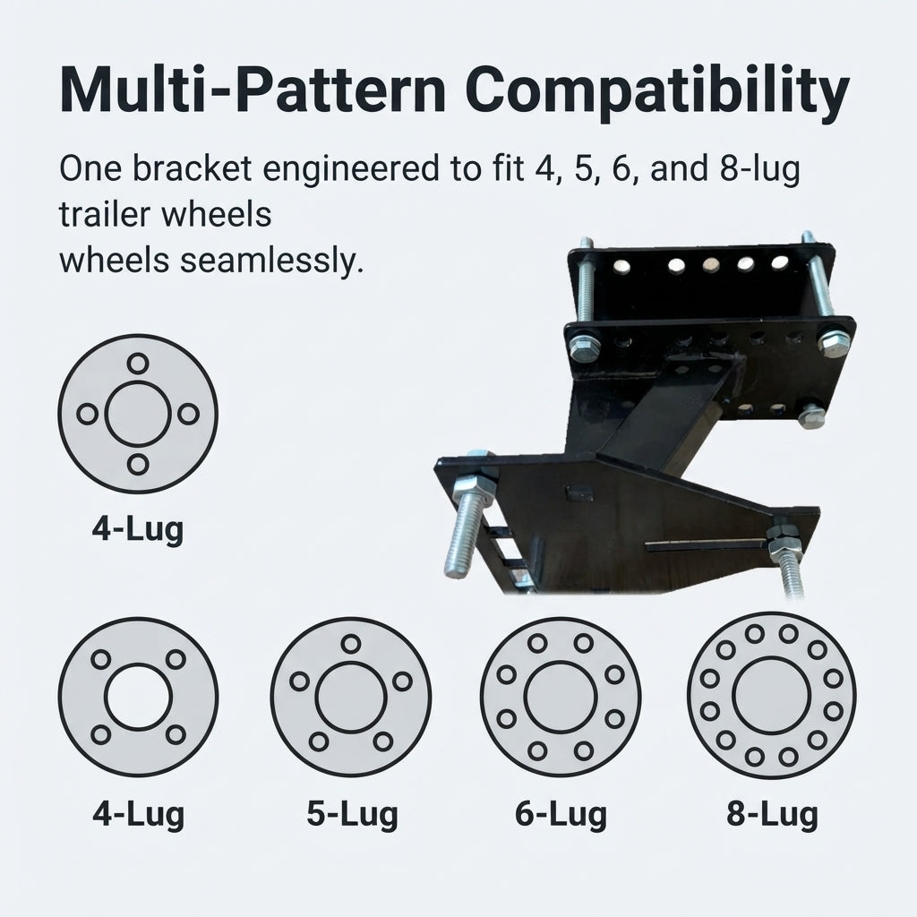Heavy-Duty Marine Trailer Spare Tire Mount - Universal 6" Frame Fit, Steel