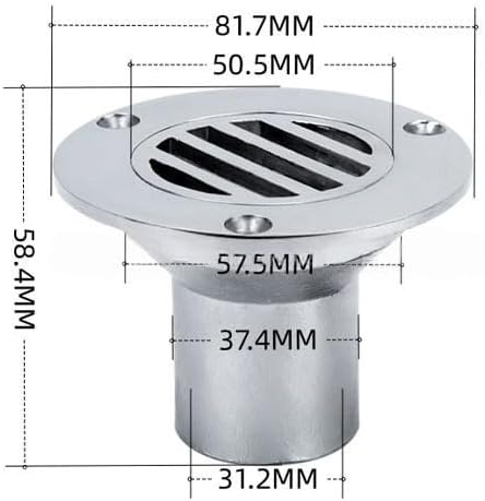 38MM Boat Floor Deck Drain,316 Stainless Steel Anti-Odor Scupper Deck Drain for Yacht,Speedboat,Fishing Boat