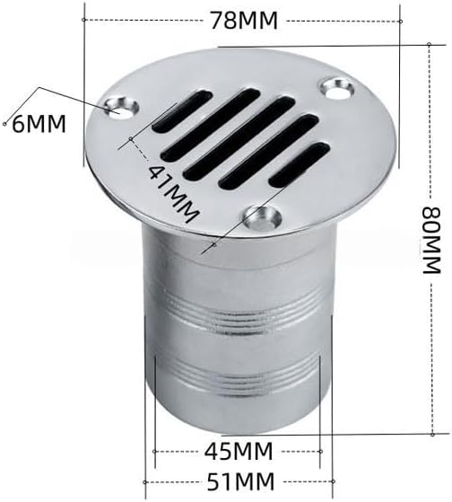 50MM Boat Floor Deck Drain,316 Stainless Steel Detachable or Integral Anti-Odor Scupper Deck Drain for Yacht,Speedboat, Fishing Boat