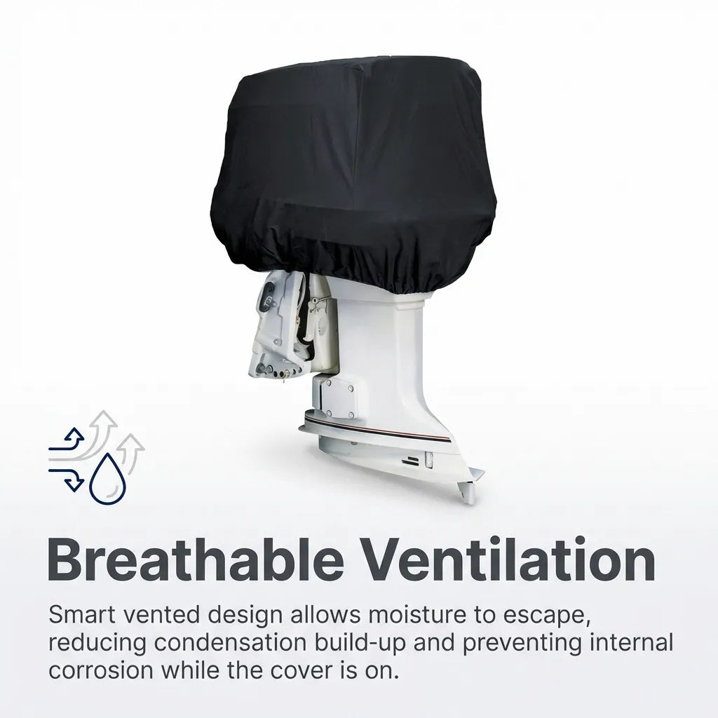 Infographic showing the smart vented design that allows moisture to escape to prevent internal engine corrosion.