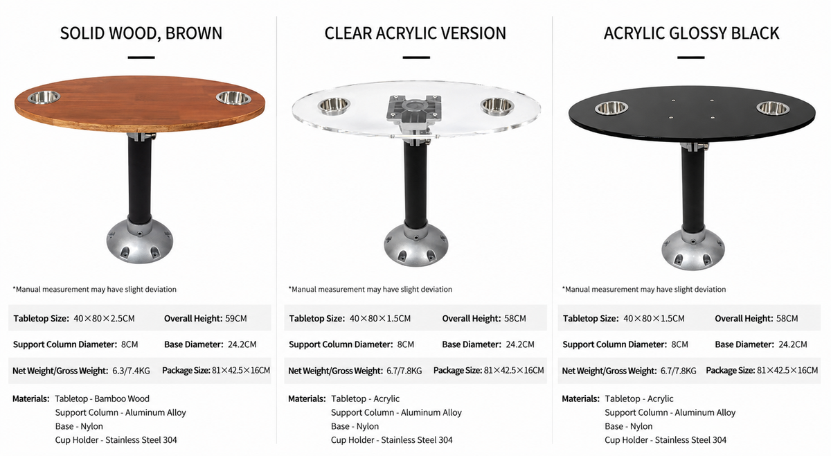 Marine Pedestal Table – Weatherproof ABS Top & Quick-Release