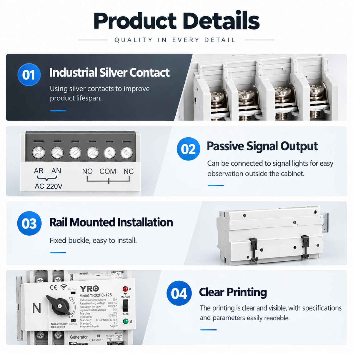 WiFi Marine Automatic Transfer Switch - Smart ATS 125A 2/4P Dual Power