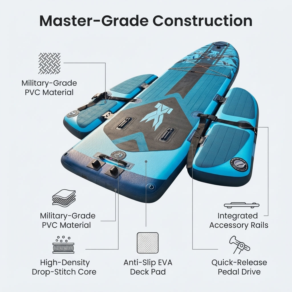 Airow Marine Inflatable Pedal-Drive Fishing SUP - High-Stability Paddleboard