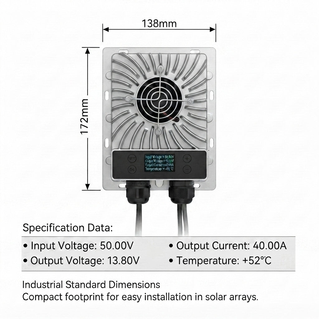 600W 40A MPPT Solar Charge Controller - 10-30V Adjustable for Marine & RV