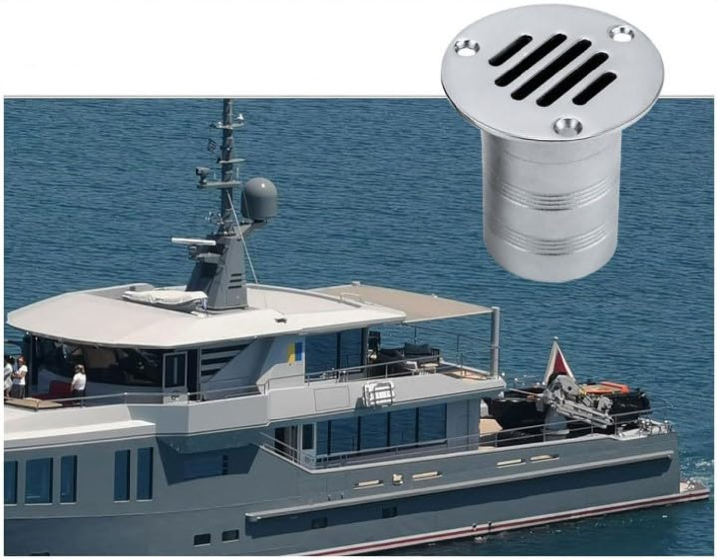 50MM Boat Floor Deck Drain,316 Stainless Steel Detachable or Integral Anti-Odor Scupper Deck Drain for Yacht,Speedboat, Fishing Boat