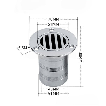 50MM Boat Floor Deck Drain,316 Stainless Steel Detachable or Integral Anti-Odor Scupper Deck Drain for Yacht,Speedboat, Fishing Boat