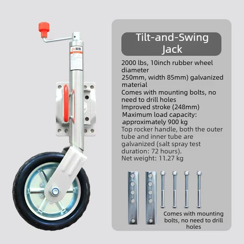 Heavy-Duty Pivot Guide Wheel Jack - RV, Trailer, Yacht Marine Grade