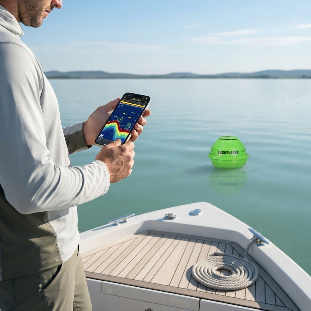 Wireless HD Sonar Fish Finder - 45M Depth & 90° Wide-Angle Detection