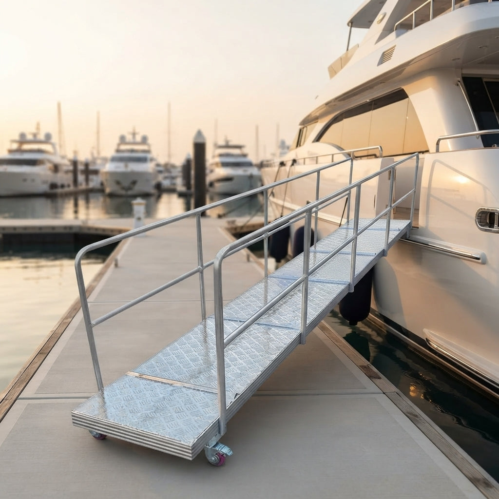 Mobile Aluminum Alloy Marine Gangway - High-Traction Deck & 304 SS Hardware
