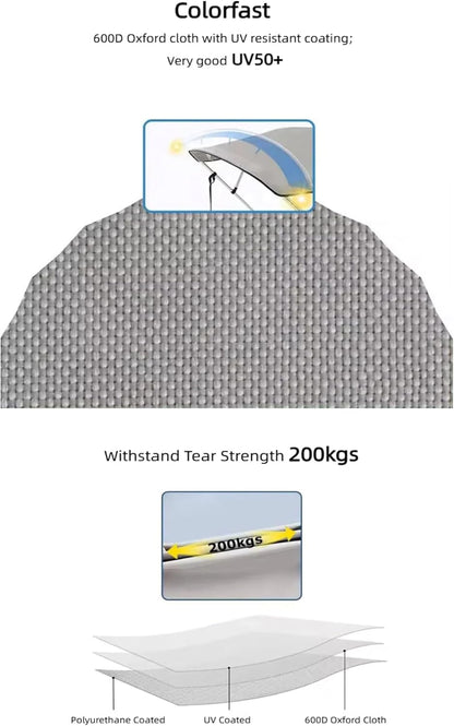 3 Bow Bimini Top Boat Cover, 600D/1200D Oxford Cloth Marine Canopy with 304 Stainless Steel Tube Frame for Cruise Yachts,Boats