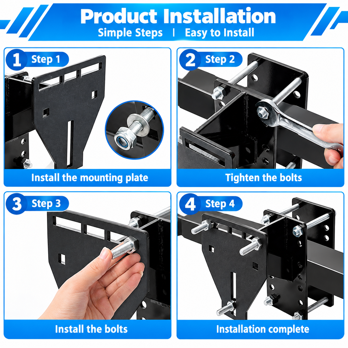 Heavy-Duty Marine Trailer Spare Tire Mount - Universal 6" Frame Fit, Steel