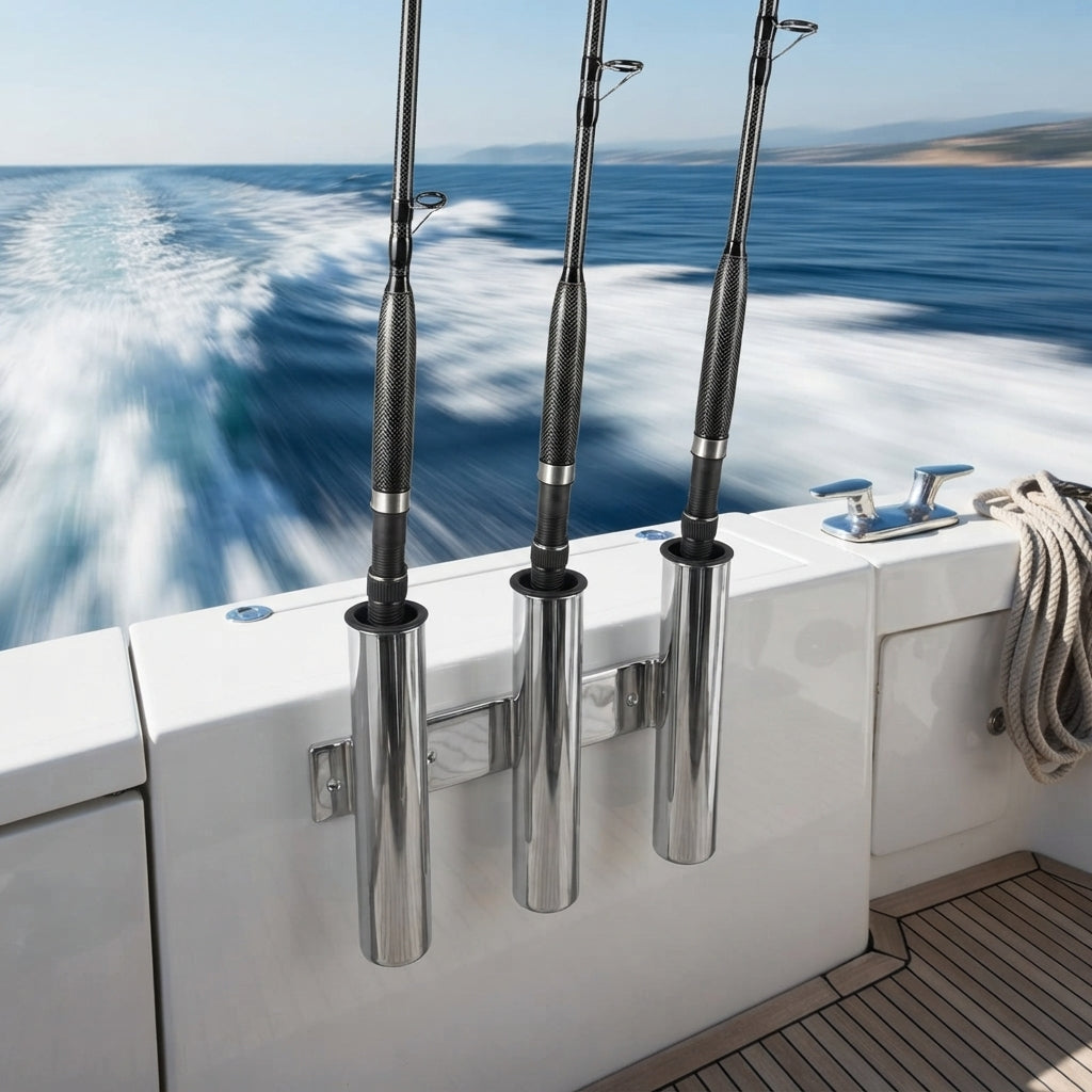 Airow Marine Triple 316 SS Fishing Rod Holder - Mirror Polished Mount