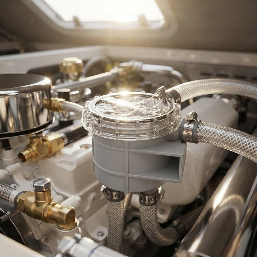 Airow Marine Seawater Strainer Filter - High-Flow Polymer, Universal Fit