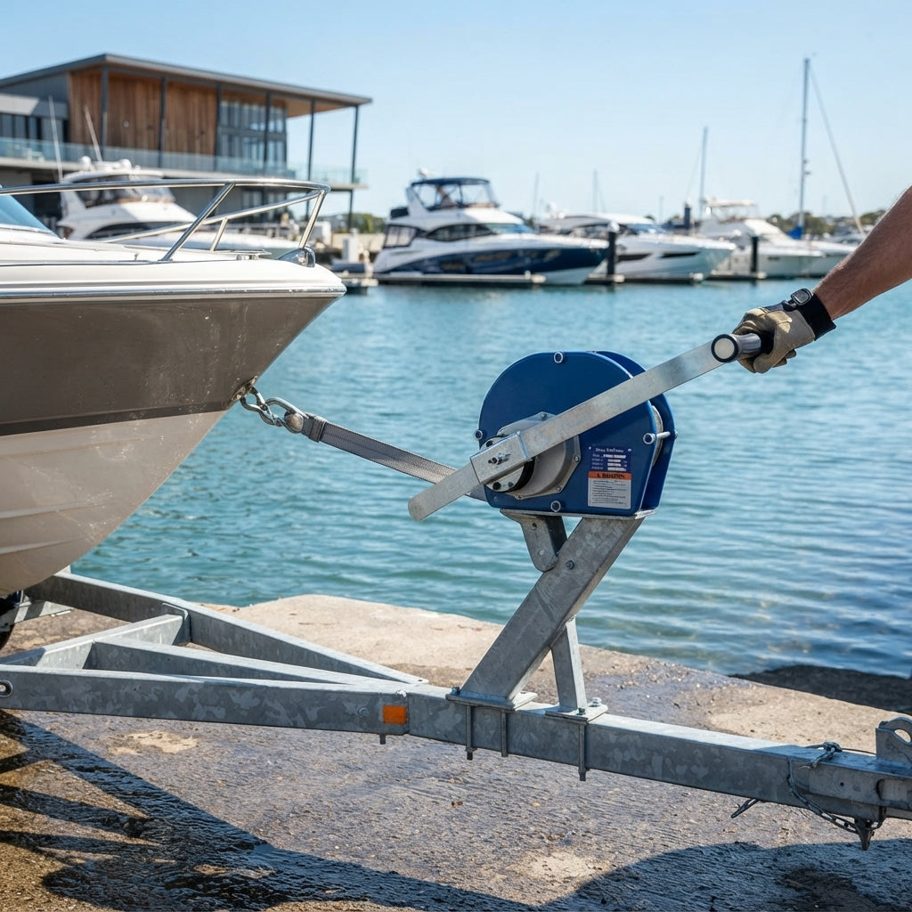 Heavy-Duty Marine Hand-Crank Winch - 3-Ton Steel Manual Lifting & Towing
