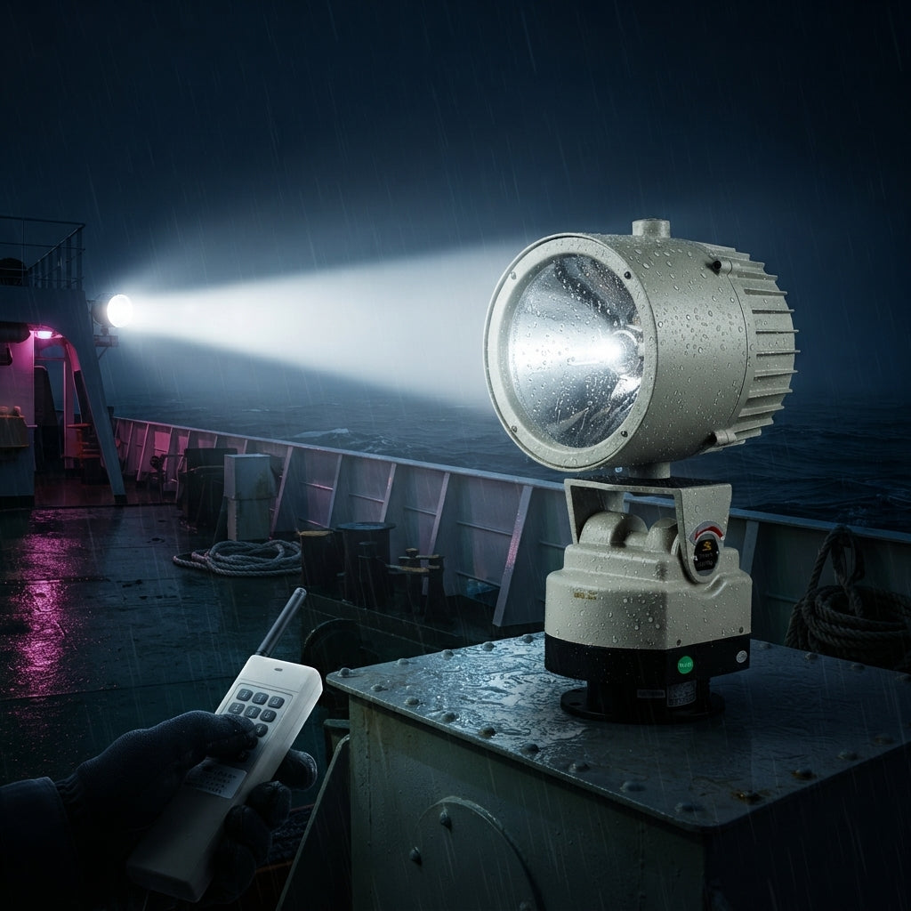 220V Marine Rotating Xenon Spotlight - IP65 Waterproof Long-Range Searchlight