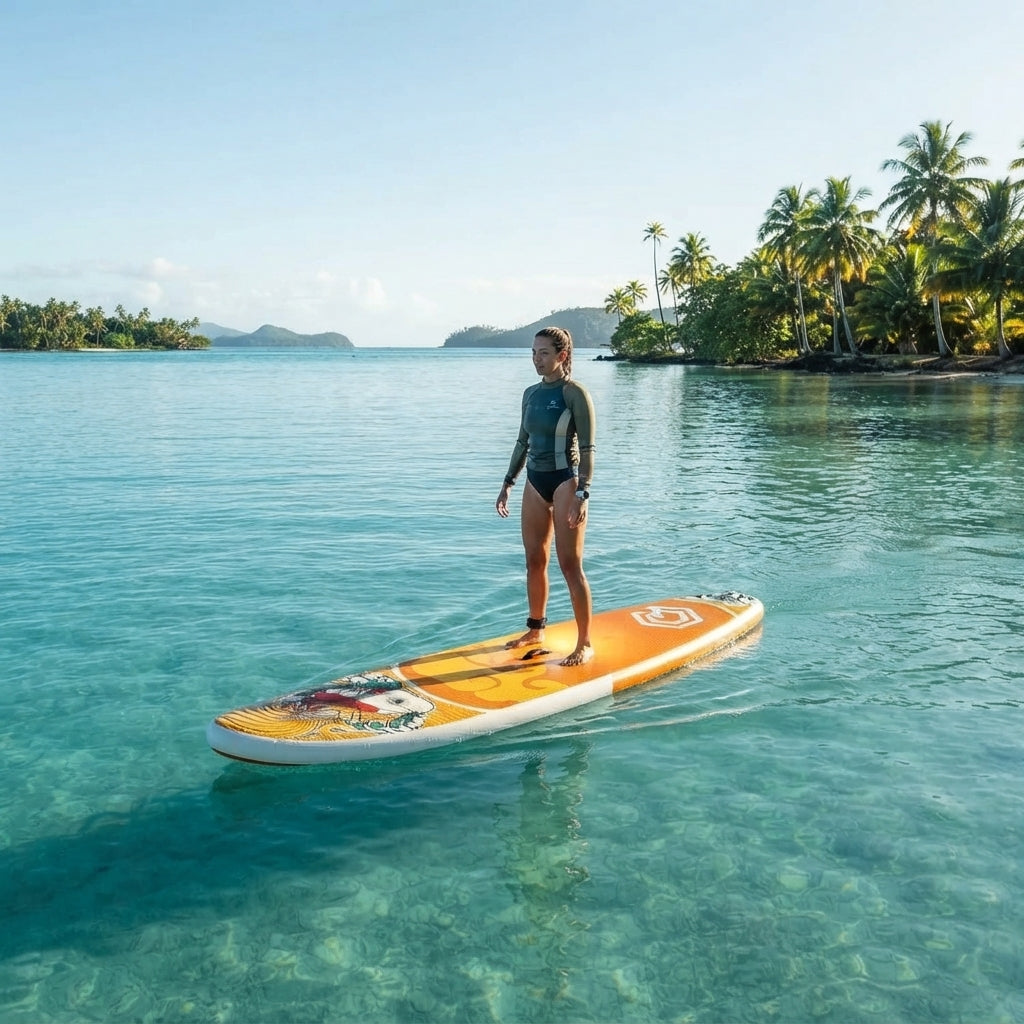 Inflatable SUP Paddleboard - 180kg Capacity, Portable Design & Koi Graphic