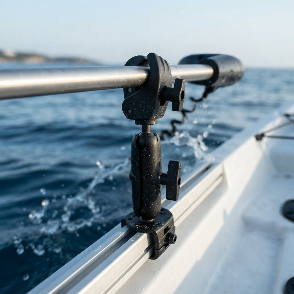Airow Marine 1.5-inch Clamp-On Ball Mount - Trolling Motor Stabilizer for Boats