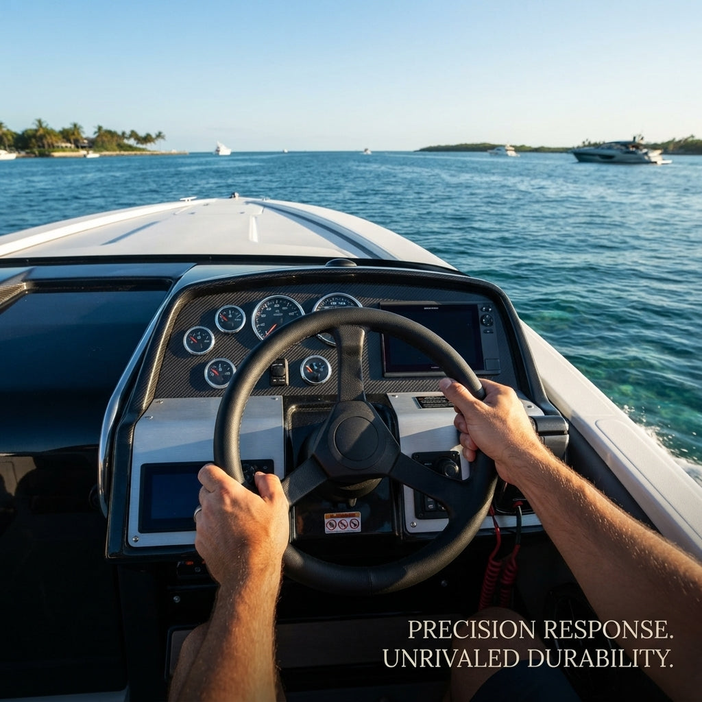 Universal Mechanical Marine Rotary Steering Kit - Corrosion-Resistant Helm & Cable