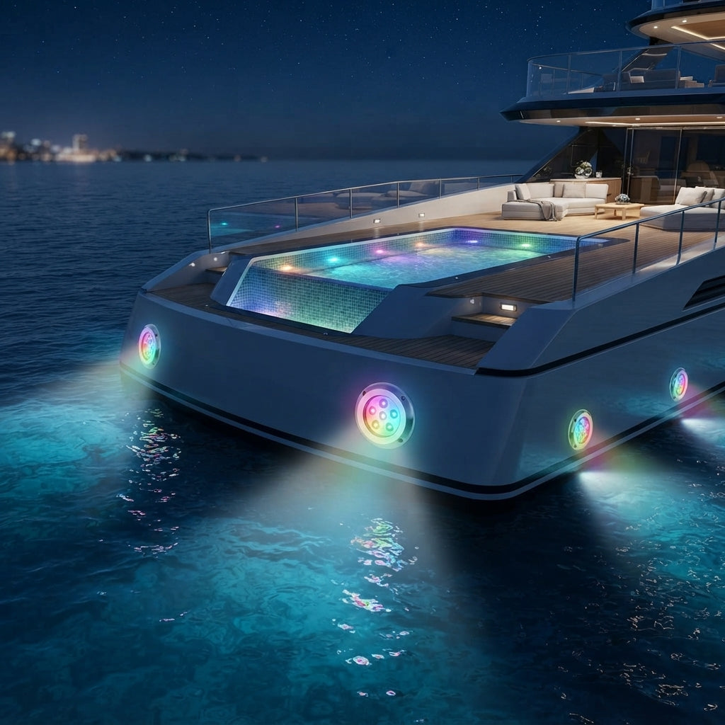 36W 316 Stainless Steel RGBW Marine Underwater LED Light - IP68 Yacht & Boat