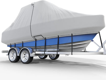 Center Console Boat Cover 18-20ft, Trailerable T-Top/Hard-Top Boat Cover, Heavy Duty Marine Grade Oxford Waterproof Boat Covers, Zipper on Both Side