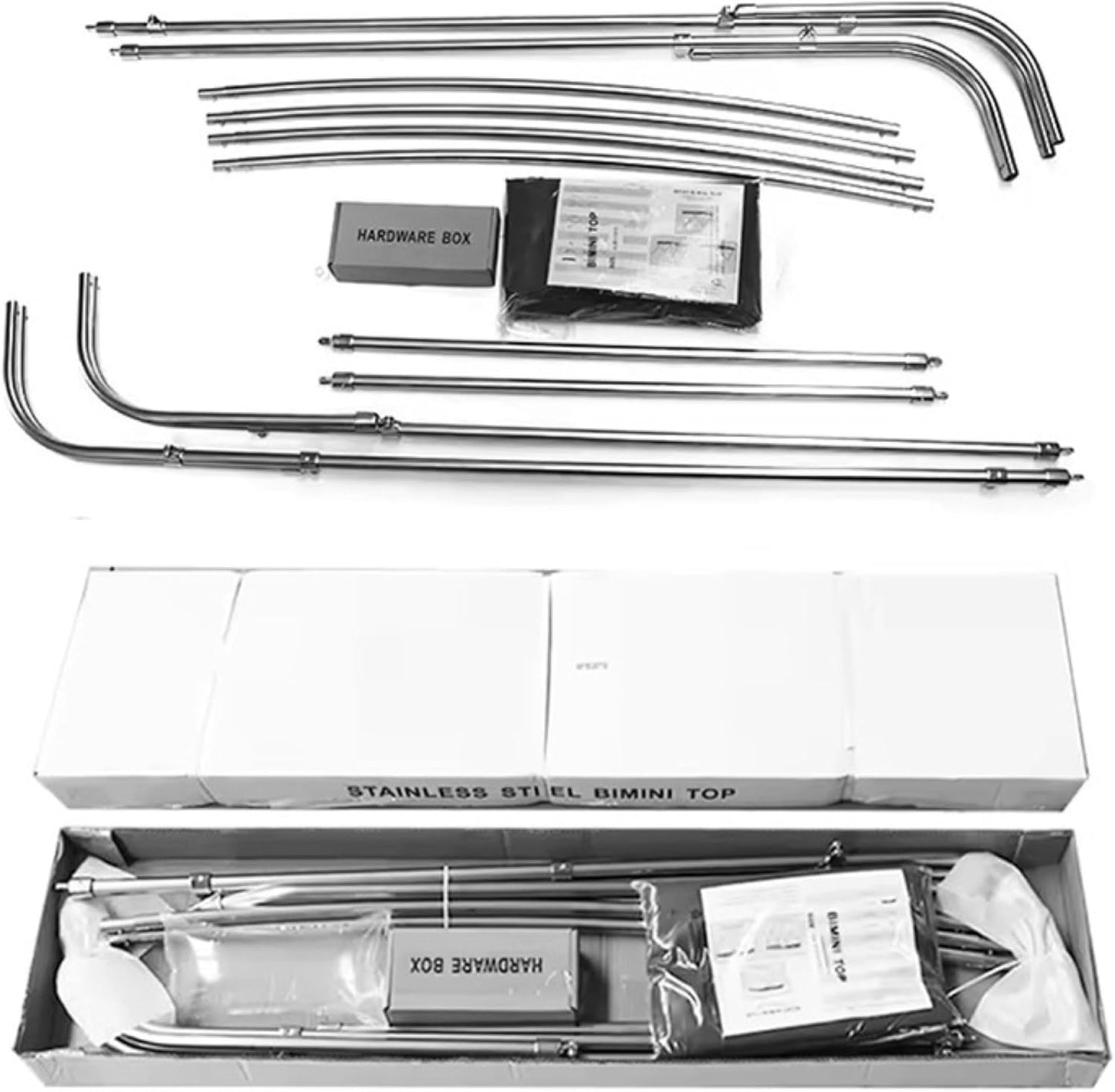 Cubierta para toldo Bimini con varilla de soporte de nailon, tela Oxford 600D con marco de tubo cuadrado de aluminio 6063, protección solar, impermeable, para cruceros, yates y barcos.