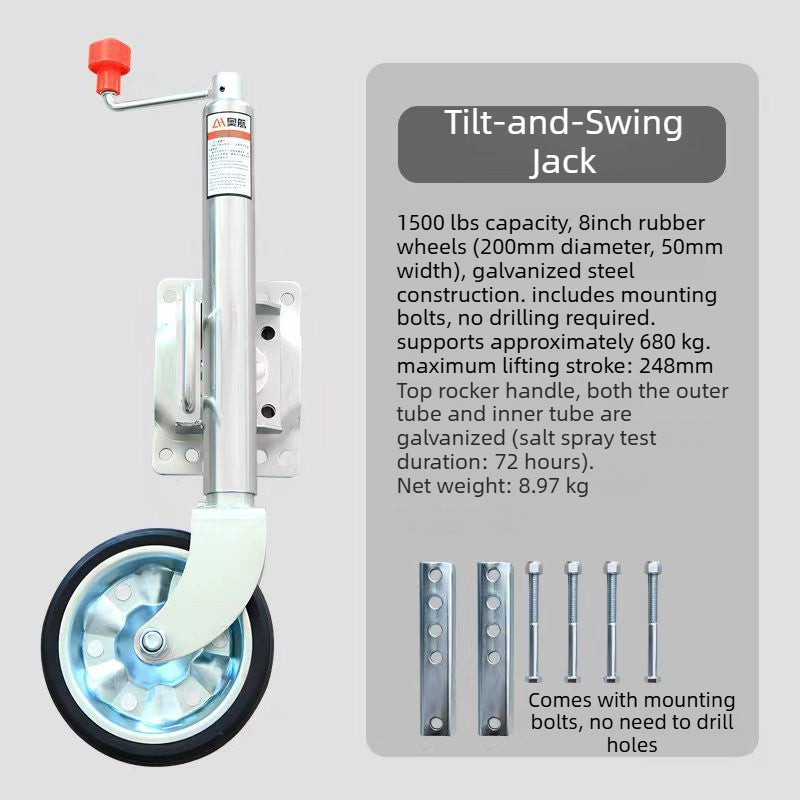 Heavy-Duty Pivot Guide Wheel Jack - RV, Trailer, Yacht Marine Grade