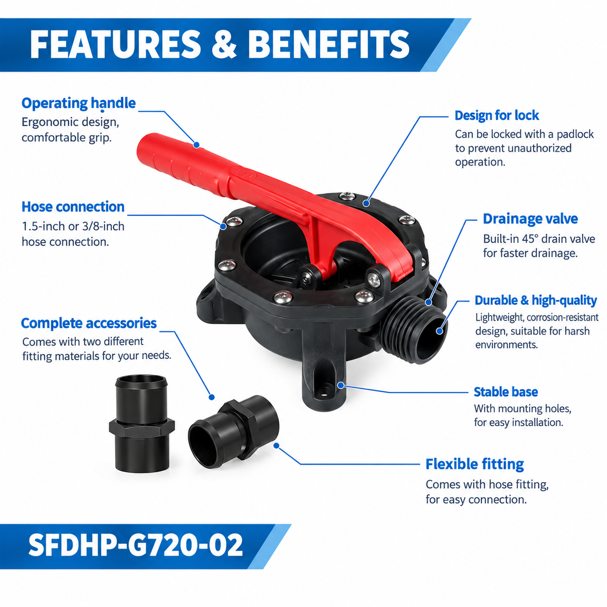 Manual Marine Bilge Pump - High-Capacity Saltwater Resistant Diaphragm