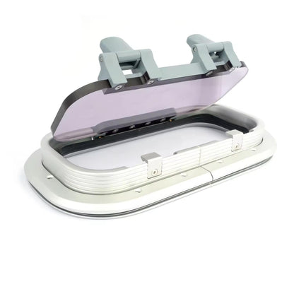 Aluminum Opening Deck Hatch & Boat Porthole Window, Acrylic Oval/Rectangular Portlight, Marine Skylight for Boats/Yachts/Ships/RV