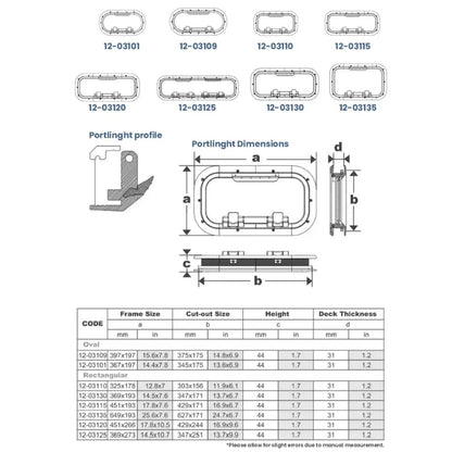 Aluminum Opening Deck Hatch & Boat Porthole Window, Acrylic Oval/Rectangular Portlight, Marine Skylight for Boats/Yachts/Ships/RV