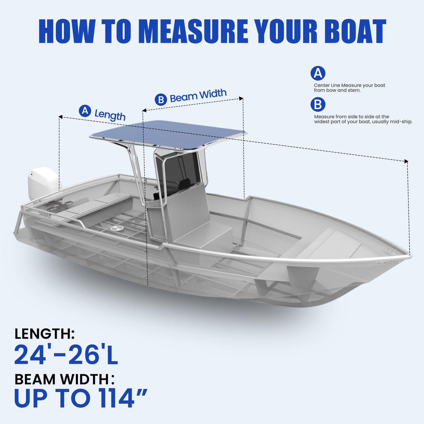 Center Console Boat Cover 18-20ft, Trailerable T-Top/Hard-Top Boat Cover, Heavy Duty Marine Grade Oxford Waterproof Boat Covers