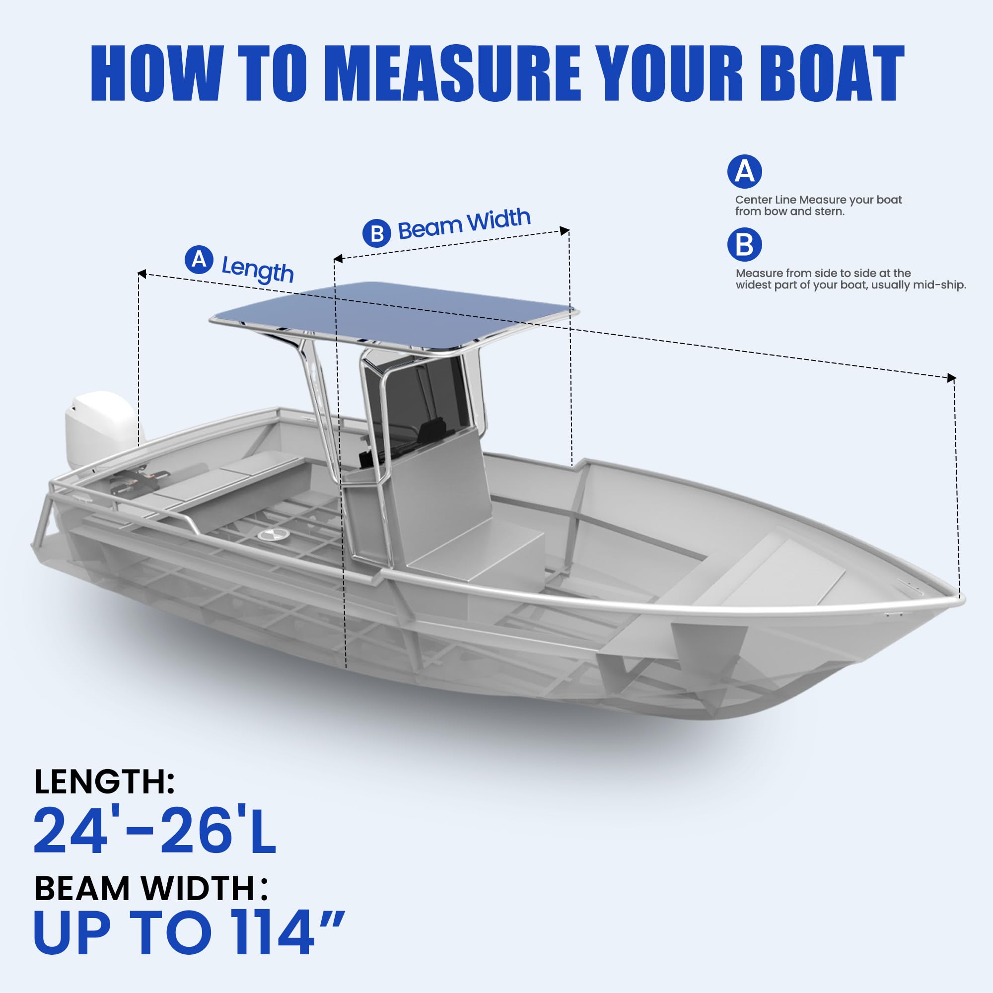 Center Console Boat Cover 18-20ft, Trailerable T-Top/Hard-Top Boat Cover, Heavy Duty Marine Grade Oxford Waterproof Boat Covers