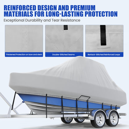Center Console Boat Cover 18-20ft, Trailerable T-Top/Hard-Top Boat Cover, Heavy Duty Marine Grade Oxford Waterproof Boat Covers