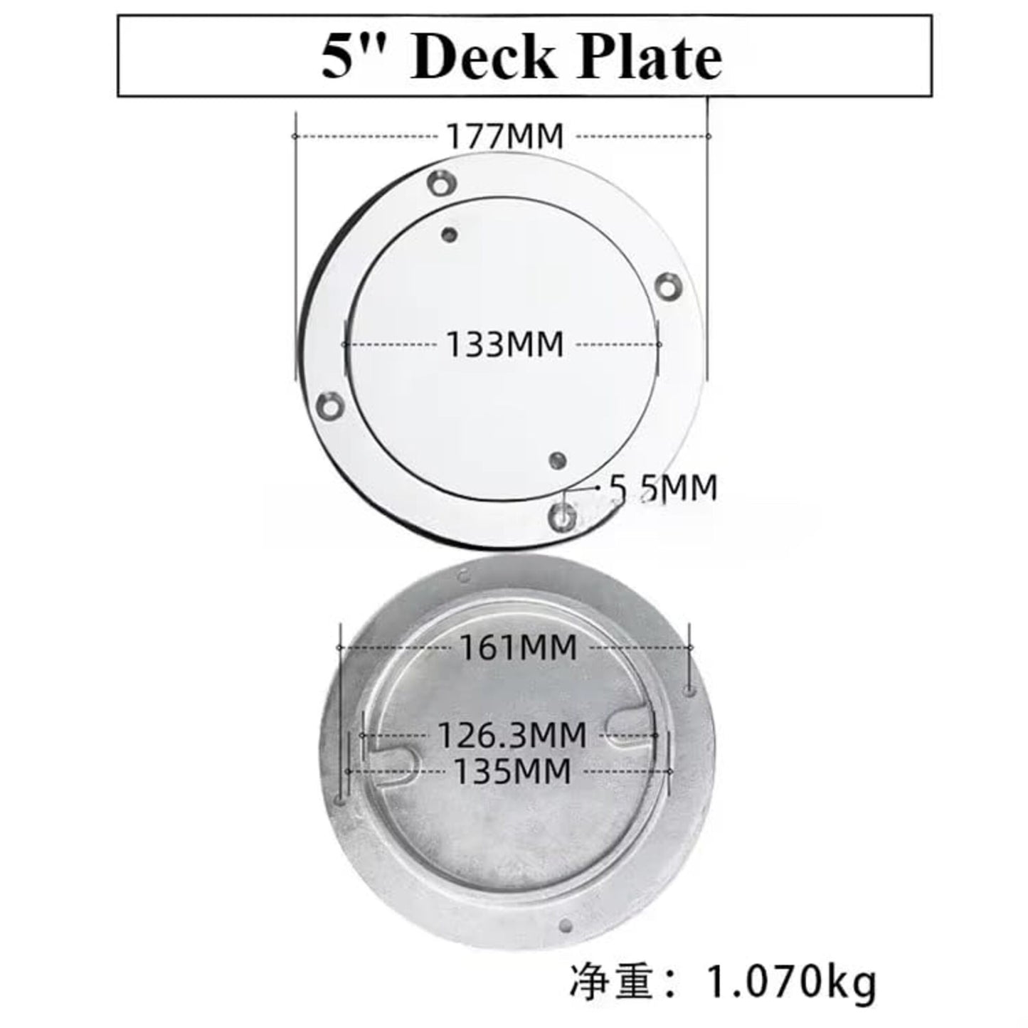 Deck Plate 3/4/5/6 Inch Stainless Steel Hand Mirror Polished Marine Grade Rustproof for Boat/Yacht