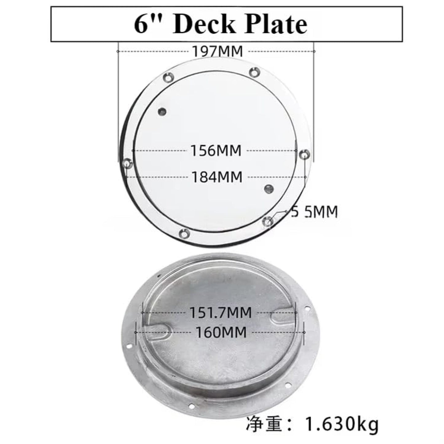 Deck Plate 3/4/5/6 Inch Stainless Steel Hand Mirror Polished Marine Grade Rustproof for Boat/Yacht