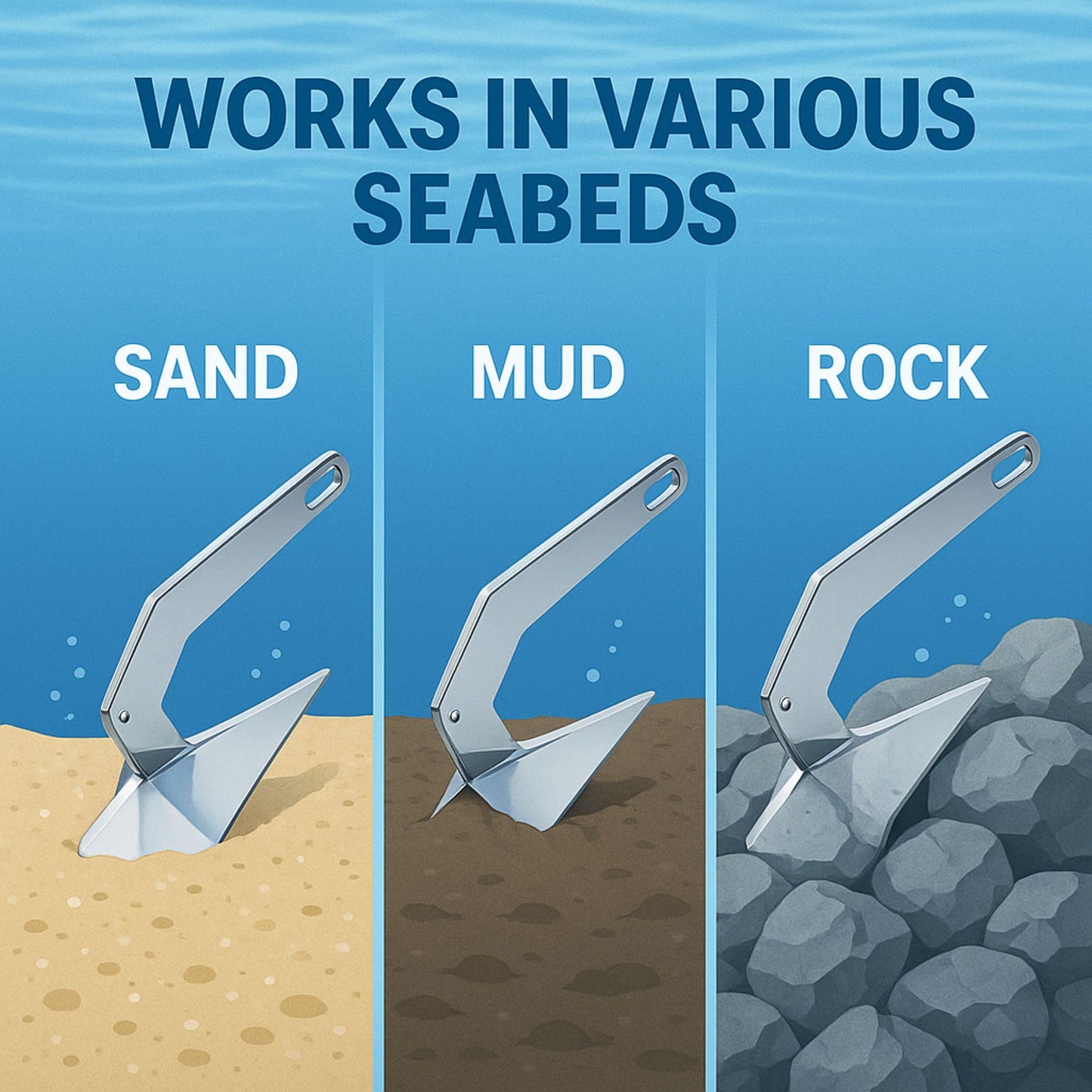 Delta Anchor, Stainless Steel Boat Anchor with Mirror Polish, Corrosion Resistant for Yacht/Sailboat/Fishing Boat