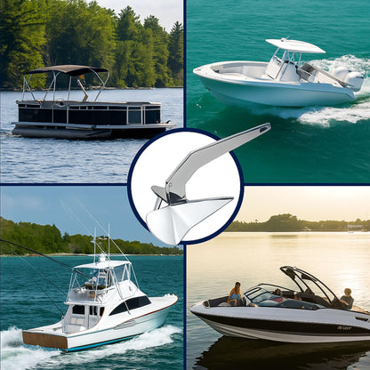 Delta Anchor, Stainless Steel Boat Anchor with Mirror Polish, Corrosion Resistant for Yacht/Sailboat/Fishing Boat