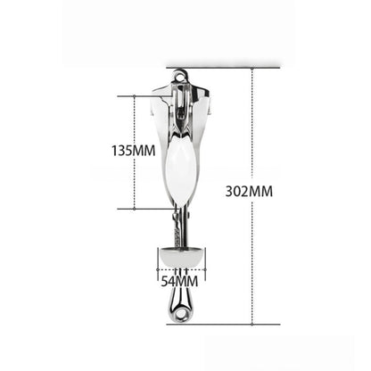 Folding Grapnel Anchor, Stainless Steel Boat Anchor with Mirror Polish, Corrosion Resistant for Yacht/Sailboat/Fishing Boat