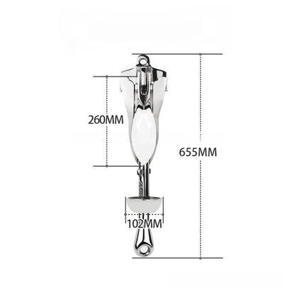 Folding Grapnel Anchor, Stainless Steel Boat Anchor with Mirror Polish, Corrosion Resistant for Yacht/Sailboat/Fishing Boat