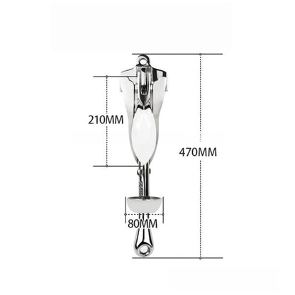 Folding Grapnel Anchor, Stainless Steel Boat Anchor with Mirror Polish, Corrosion Resistant for Yacht/Sailboat/Fishing Boat