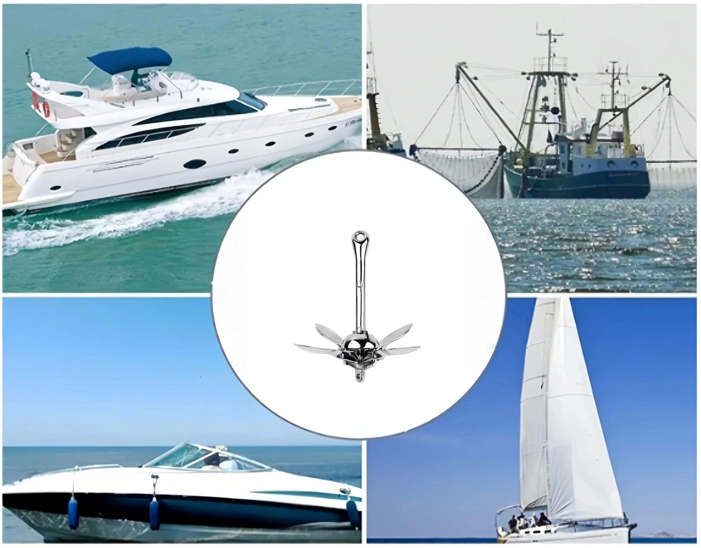 Folding Grapnel Anchor, Stainless Steel Boat Anchor with Mirror Polish, Corrosion Resistant for Yacht/Sailboat/Fishing Boat