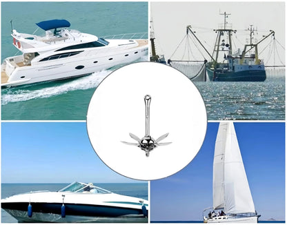 Folding Grapnel Anchor, Stainless Steel Boat Anchor with Mirror Polish, Corrosion Resistant for Yacht/Sailboat/Fishing Boat