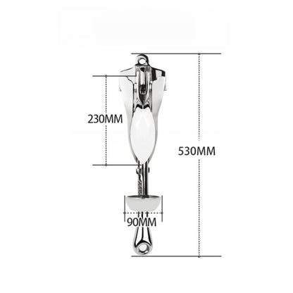 Folding Grapnel Anchor, Stainless Steel Boat Anchor with Mirror Polish, Corrosion Resistant for Yacht/Sailboat/Fishing Boat