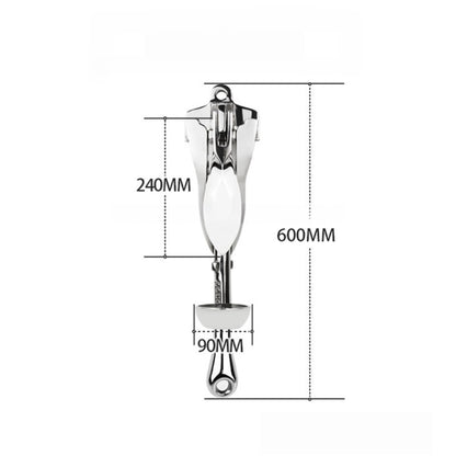 Folding Grapnel Anchor, Stainless Steel Boat Anchor with Mirror Polish, Corrosion Resistant for Yacht/Sailboat/Fishing Boat