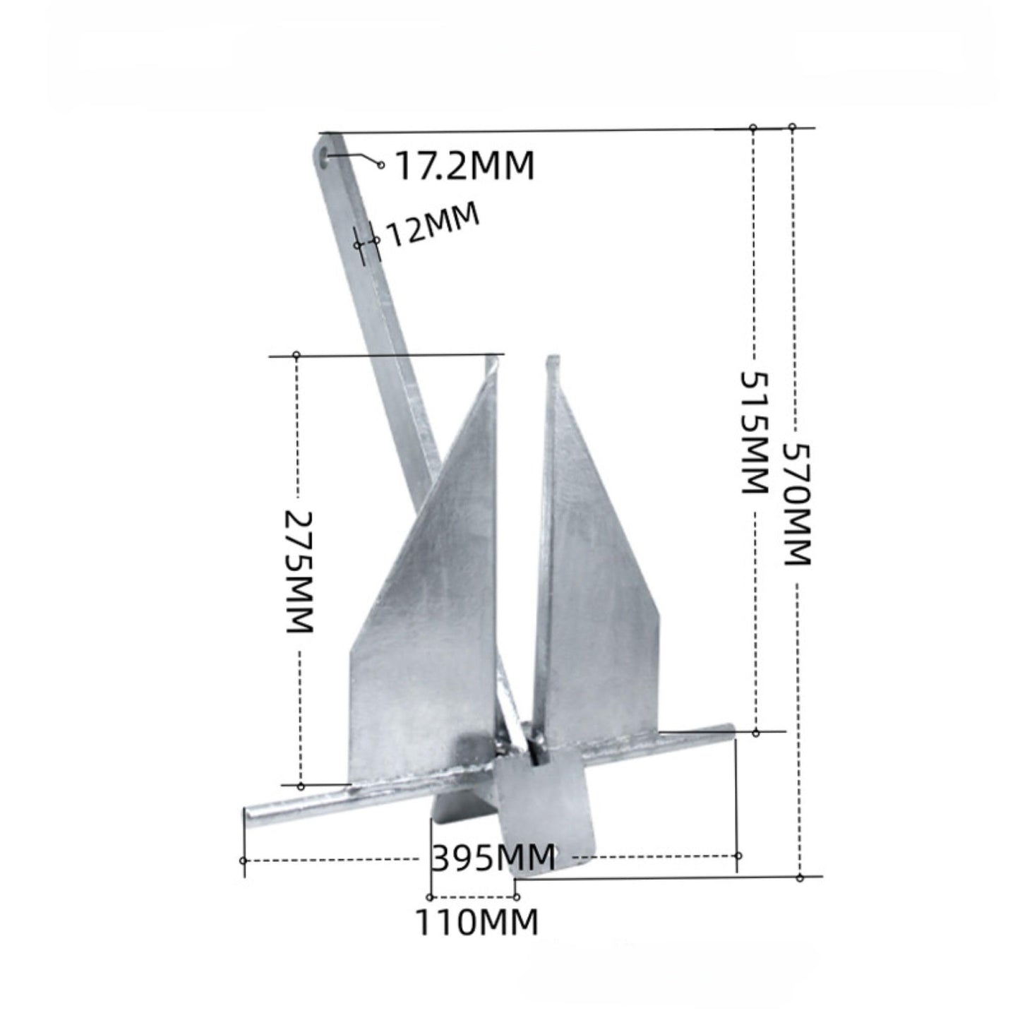 Galvanized Danforth Anchor, Stainless Steel Boat Anchor with Mirror Polish, Corrosion Resistant for Yacht/Sailboat/Fishing Boat