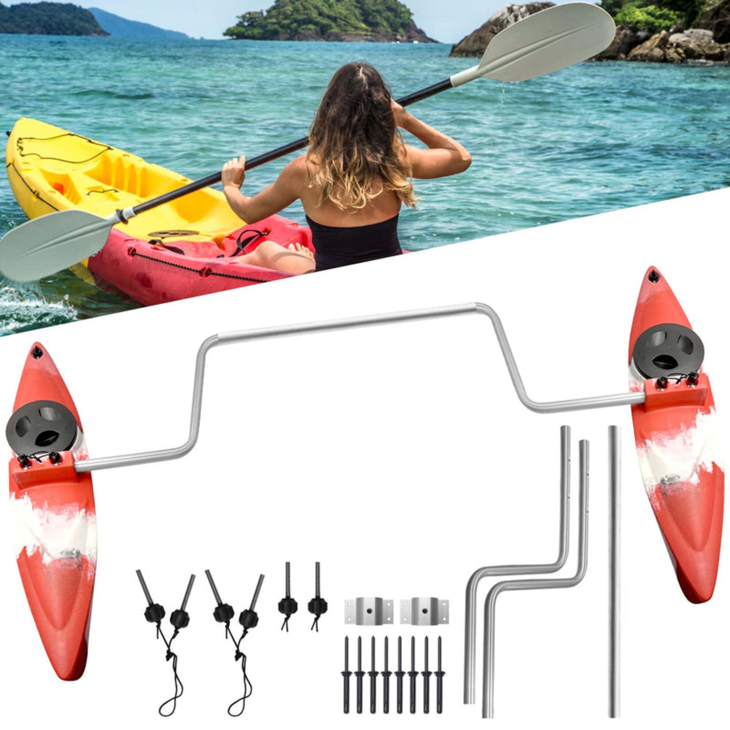 Kayak Stabilizers, Canoe Stabilizer, Kayak Outriggers & Stabilizers System Kit with Installation Accessories and Sidekick Arms Rod