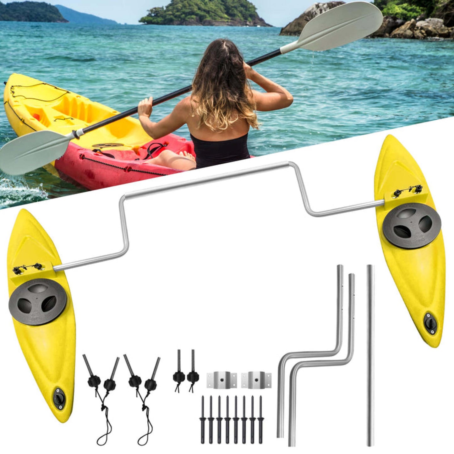 Kayak Stabilizers, Canoe Stabilizer, Kayak Outriggers & Stabilizers System Kit with Installation Accessories and Sidekick Arms Rod